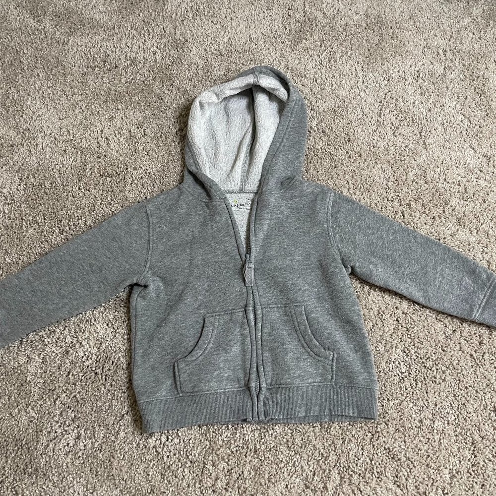 Gray Jumping Beans Zip-up Hooded Sweatshirt with front Pockets size 24 Months